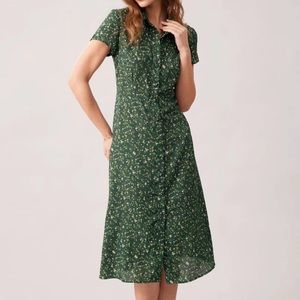 Button Up Floral Midi Dress